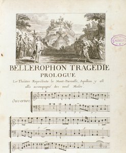 “” Bellerophon “” Lyrique 悲剧的序幕五幕，由让·巴蒂斯特·卢利 (Giovanni Battista Lulli) (Jean-Baptiste) (1632-1687) 作序。 1714. 作者 未知艺术家
