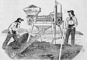 酒吧“The Fortune, Company of the Gold Mines of California”：图片描绘了两个淘金者在洗衣机中工作并混合黄金 - 6 月 25 日的“Charivari” 作者 未知艺术家