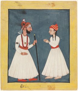 Raja Shamsher Sen 与一名青年 作者 未知艺术家