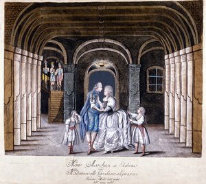 1785 年，朱塞佩·萨尔蒂（Giuseppe Sarti，1729-1802 年）的歌剧“朱利奥·萨比诺”在维也纳演出。在舞台上卡特琳娜 (Katharina) Cavalieri 和阉割者 Luigi Marchesi。 米兰 作者 未知艺术家