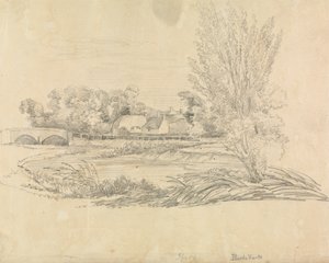 有桥和小屋的乡村景观 作者 未知艺术家