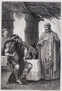 Saint Gregoire of Tours (538-594) opposing Chilperic I (539-584) King of Neustria. 作者 未知艺术家