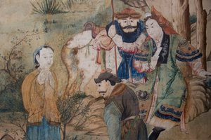 中国日常生活场景，中国墙纸细节，中国橱柜，狩猎住宅，Filippo Juvarra（1678-1736），意大利皮埃蒙特斯图皮尼吉 作者 未知艺术家