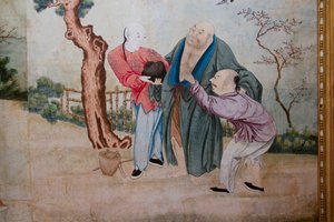 中国日常生活场景，中国墙纸细节，中国橱柜，狩猎住宅，Filippo Juvarra（1678-1736），意大利皮埃蒙特斯图皮尼吉 作者 未知艺术家