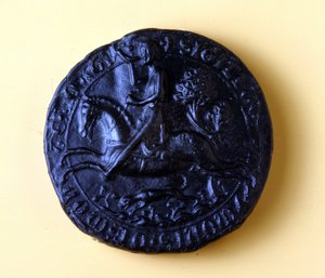 蒙特福特四世的印章（1150 - 1218），他参加了1202年的第五次十字军东征和1209年对阿尔比盖尔人的东征。 作者 未知艺术家