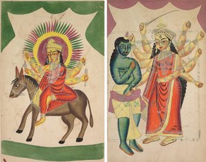 Sheetaladevi：天花女神（正面）；杜尔加（背面） 作者 未知艺术家