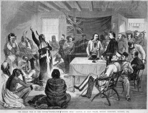 Sitting Bull and Buffalo Bill: Sitting Bull Council at Fort Walsh, British Territory, during the War with the Indians, October 1877 作者 未知艺术家