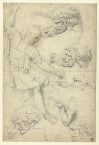 士兵头像素描，选自罗马浮雕（正面）；男性裸体素描，选自罗马浮雕（背面） 作者 未知艺术家