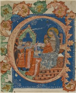 唱诗集中历史性首字母 "E "中的 "玛吉的崇拜"（The Adoration of the Magi in a Historiated Initial "E" from a Choirbook 作者 未知艺术家
