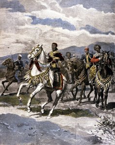 埃塞俄比亚国王孟尼利克二世 (1844 - 1913)。 Ill. 意大利媒体。 作者 Unknown artist