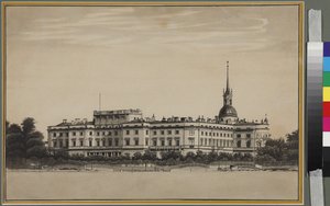 The Michael Palace in Saint Petersburg - Anonymous. Pen, brush, ink on paper 作者 未知艺术家