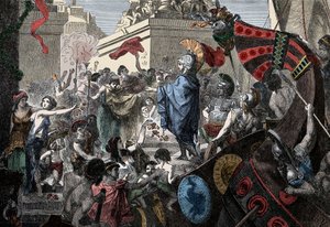 阿尔喀比亚德回归雅典 - 希腊古代：阿尔喀比亚德（公元前 450-404 年）凯旋回归雅典，公元前 407 年 作者 未知艺术家