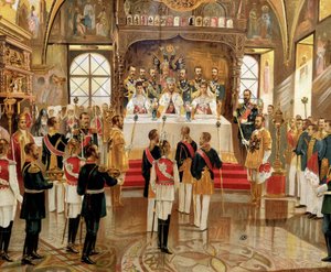 Ysar Nicholas II (1868-1918) 在俄罗斯莫斯科的加冕典礼 作者 未知艺术家