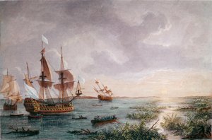 1684 年，法国探险家 Rene Robert Cavelier Sieur de LaSalle 发现路易斯安那州（雕刻 作者 未知艺术家