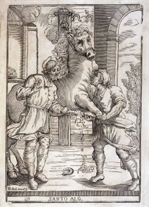 The miracle of Saint Eloi (healing an amputee horse) - engraving 作者 未知艺术家