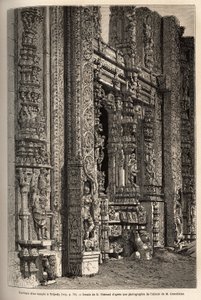 The portico carved of a temple in Tripetty (or Tirupati, in Andhra Pradesh), an important place of Hindu pilgrimage. Engraving to illustrate the journey to the meridional provinces of India, by Alfred Grandidier, in 1862-1864, published in “” le tour du mo 作者 未知艺术家