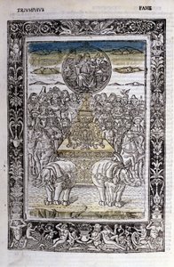 弗朗切斯科佩特拉卡 (Petrarca) 成名的胜利。 微型标准差。 圣经。 Trivulziana，米兰。 作者 未知艺术家