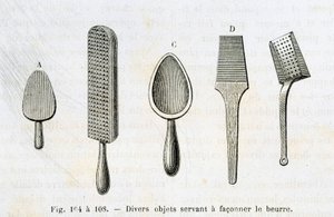 用于塑造黄油的各种物体 - 在 Louis Figuier 的“”行业奇迹”中 作者 未知艺术家