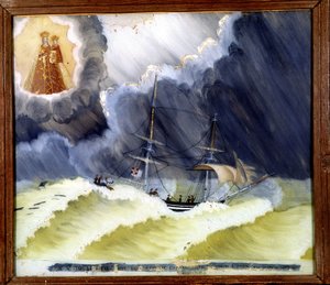 Vessel in difficulty - ex-voto of the Notre Dame de Laghet, 36 x 50 cm 作者 未知艺术家