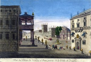 1760 年总督宫和那不勒斯市的一部分。 作者 未知艺术家
