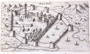 View of the city of Ragusa in the 16th century. 作者 未知艺术家