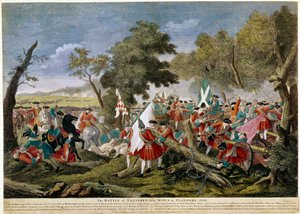 西班牙王位继承战争（1701-1714）：法国-比利时边境蒙斯附近的马尔普拉奎特战役视图 11/09/1709 反对法国和西班牙军队加入英国、荷兰和奥地利联盟 - 1709 年版画 - BN Paris 作者 Unknown artist