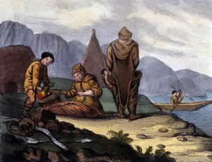 West Greenland Coast Eskimos. Early 19th century lithograph 作者 未知艺术家
