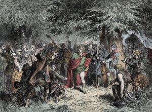 维特金德号召他的萨克森人拿起武器--萨克森的维特金德（约750-810年）号召萨克森人举起武器，抵抗77年查理曼大帝的佛朗哥入侵。 作者 未知艺术家