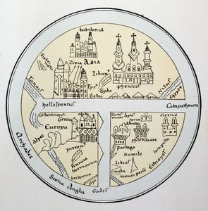 来自 11 世纪莱比锡手稿的世界地图 作者 未知艺术家