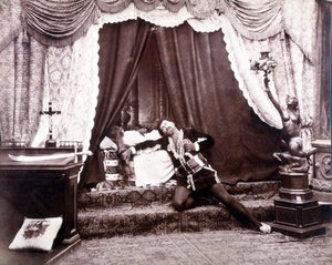 意大利男高音弗朗切斯科·塔马尼奥 (1850 - 1905) 在奥赛罗最后一幕中的肖像，朱塞佩·威尔第 (Giuseppe Verdi)