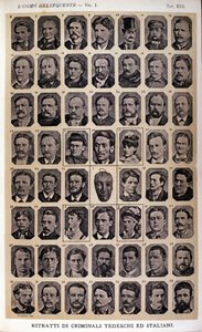 德国和意大利罪犯的画像。 意大利犯罪学家 Cesare Lombroso（1835-1909）收集的照片相册：“犯罪人” 作者 未知的摄影师