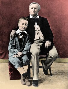 理查德·瓦格纳 (Richard Wagner) 和他的儿子齐格弗里德·瓦格纳 (Siegfried Wagner，1869-1930) 大约在 1880 年 作者 未知的摄影师
