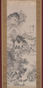 荒野十字路口的空渡轮，约 1800 年（纸本水墨）