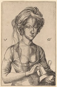 愚公移山的半身像，手持倒立的灯盏 作者 Urs Graf I 在 Martin Schongauer 之后