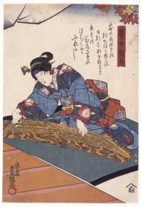 乐队？ 《盲人古筝演奏家朝颜》中的Sh?ka（彩色木刻版画）