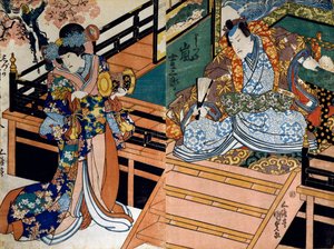 四季》中的场景--《四季》中的俊男靓女，俊男靓女演员 作者 歌川国贞