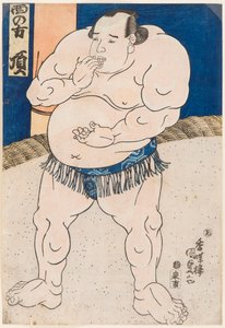 相扑选手 Itadaki 的肖像。 歌川国定 (1786-1865) 版画 作者 歌川国贞