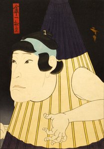 不明身份的演员在扮演伞状怪物，约1852年。 作者 歌川Hi贞