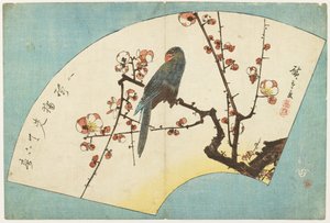 （开花李子上的鹦鹉），19世纪中期