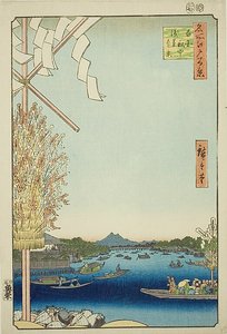 浅草川，大河岸，宫户川（浅草川大川端宫户川），"名所江户百景 "系列第 60 号 作者 歌川宏重