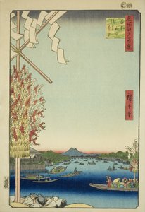 浅草川，大河岸，宫户川（浅草川大川端宫户川），选自 "江户百景 "系列 作者 歌川宏重
