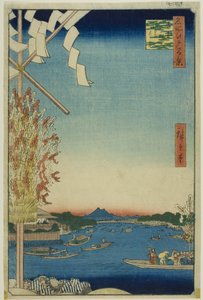 浅草川，大河岸，宫户川（浅草川大川端宫户川），选自 "江户百景 "系列 作者 歌川宏重