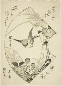 秋花与麻雀 作者 歌川宏重