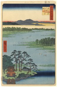 Benten Shrine，Inokashira Pond，1856年江户一百个着名景观中的第87号（木版画） 作者 歌川宏重