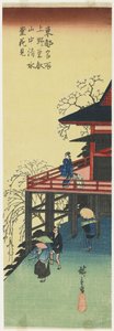 从上野的To_eizan寺庙的Shimizu-do_观看的樱花，1830-1844