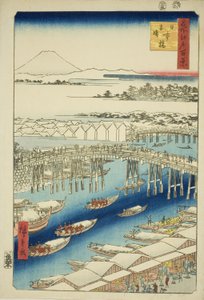 雪后晴朗的日本桥（Nihonbashi yukibare），选自 "江户百景（名所江户百景）"系列 作者 歌川宏重
