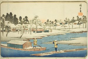 东都名胜 "系列之《马崎雪后晴天 作者 歌川宏重
