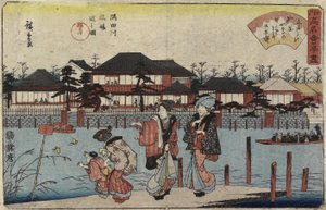 1877年至1844年，在Hashiba，餐厅Yanagiya穿越隅田川