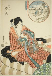 稻田落雁》和《晨钟暮鼓》，选自 "人物内外八景 "系列 作者 歌川宏重