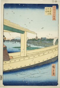 东桥和金龙山寺远景，选自 "名所江户百景 "系列 作者 歌川宏重